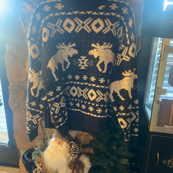 Epic vintages moose snowflake the  ALPS brand L holiday sweater cabin elk - Picture 6 of 6